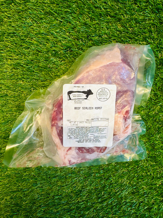 Beef Sirloin Roast from Ramsey’s Meat Market – vacuum-sealed, grass-fed, hormone-free, locally raised in Wise, VA.